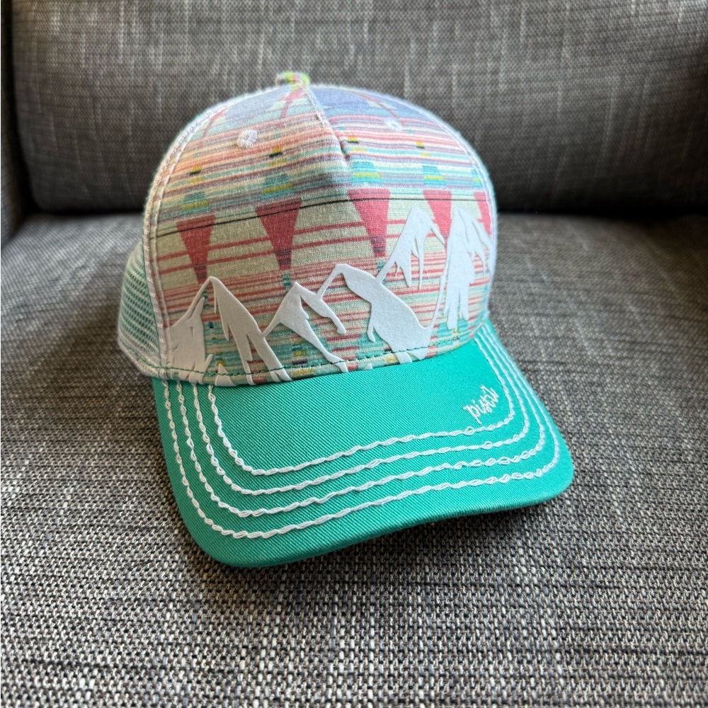 Pistil Colorful Striped Cap with Mountain Design - New without tags